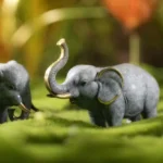 Fortune and Prosperity Twin Elephants (Small) (6# Head Lowered)